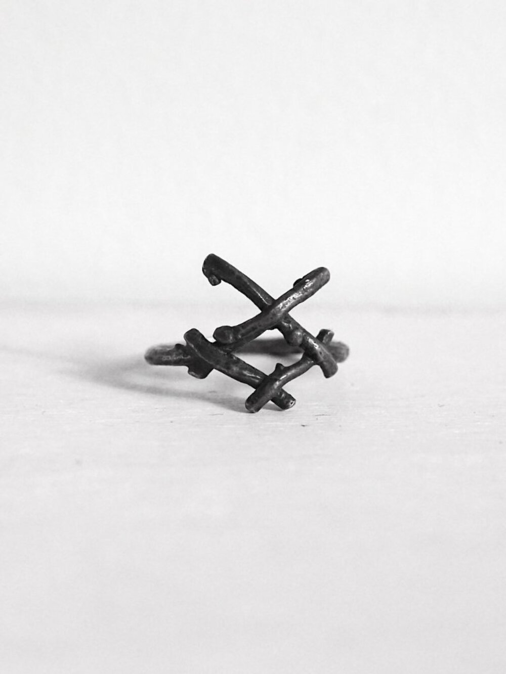 0043 artisan oxidised sterling silver witch symbol ring